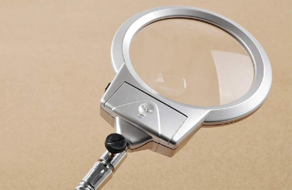 Led Magnifying Glass Clamp Lamp,2X,5X 100mm Magnifier Lens,Metal Hose Adjustable Swivel Arm Utility Clamp Light for Desk, Table,Craft, Jewelry,Sewing Inter Fashionable