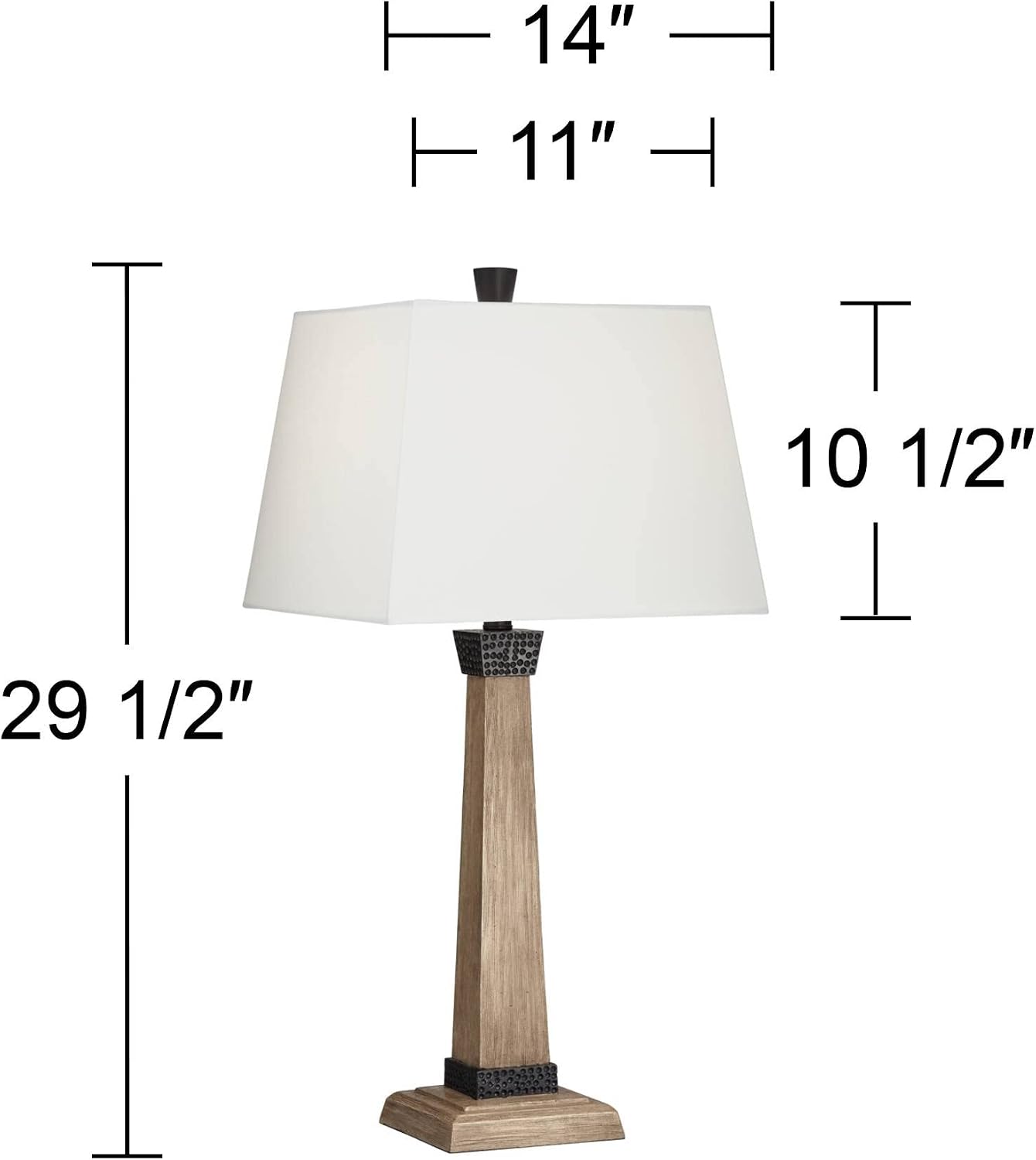 John Timberland Buchan 29 1/2' Tall Pedestal Farmhouse Rustic Country Cottage End Table Lamps Set of 2 Brown Wood Finish Oatmeal Shade Living Room Bedroom Bedside Nightstand House Office Home