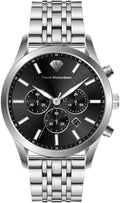 PIERRE RICHARDSON Men's Luxury Watch PR2320 – Silver Stainless Steel Quartz, 44mm, 5ATM Water Resistant, Scratch-Resistant Sapphire Crystal Glass