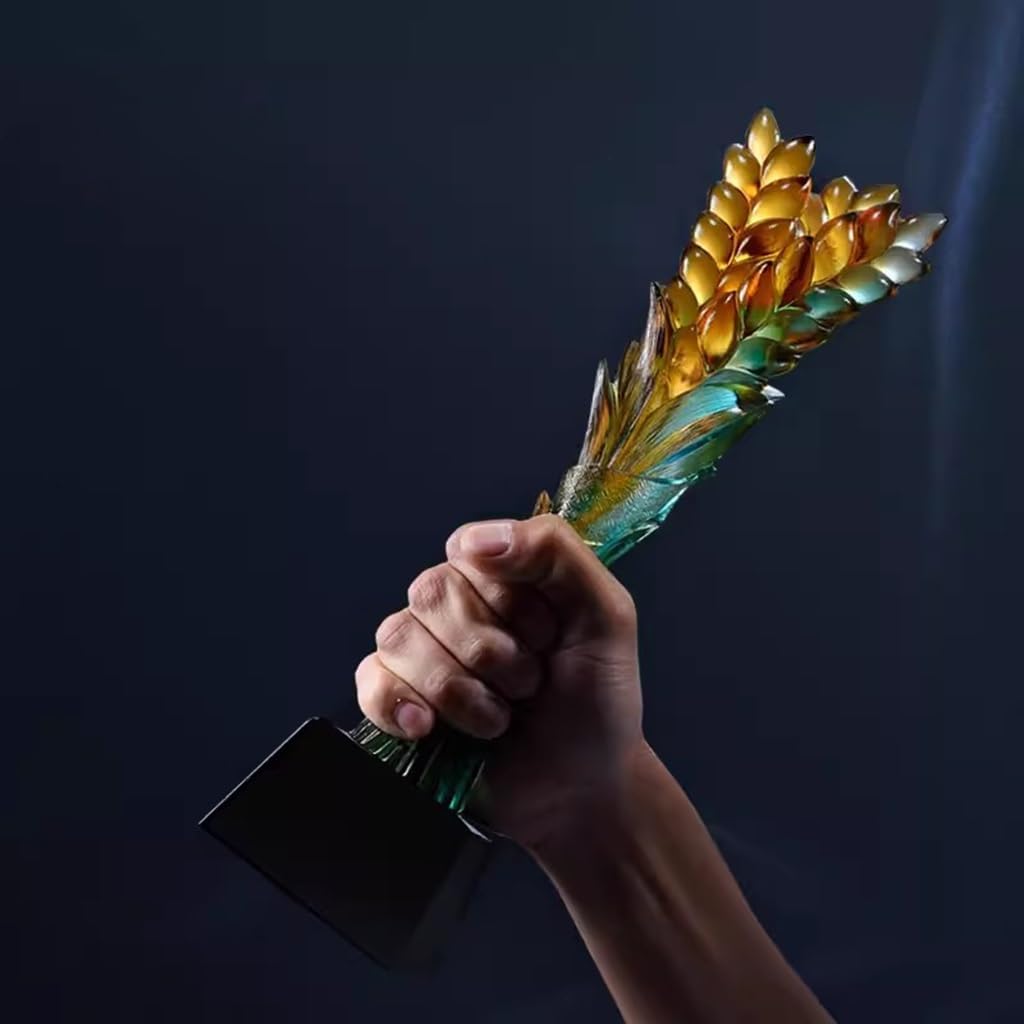 Glazed Wheat Trophy Football Basketball League Trophy World Cup Sports Competition High-Grade Party Awards Best Performer Trophy, 30*8cm, Green