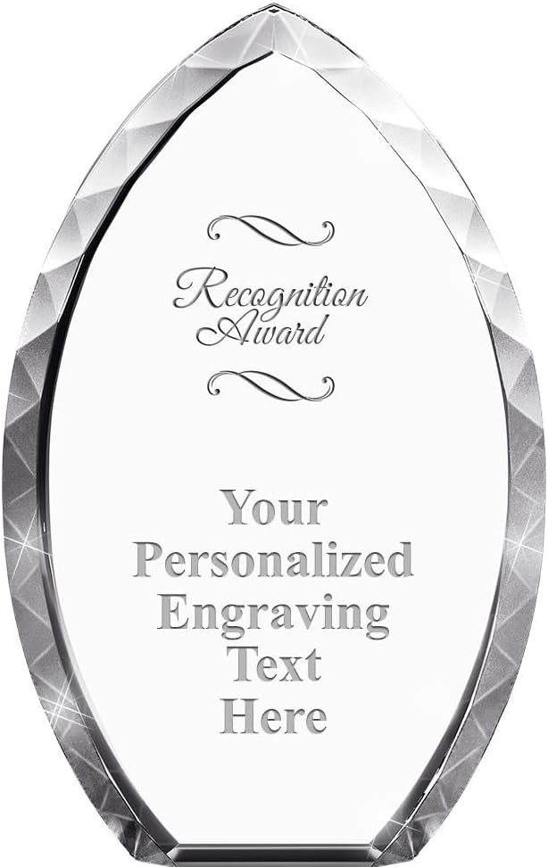 Crown Awards Customizable Crystal Trophy, 9' Engraved Tear Drop Crystal Award