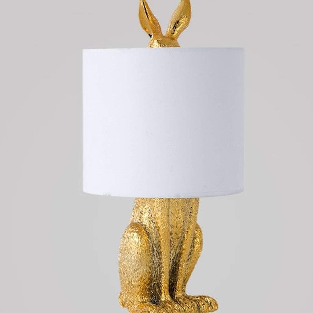 LED Desk Lamp Table Lamp Simple Design Bedroom Bedside Lamp Restaurant Study Masked Rabbit Resin Creative Table Lamp Table Lamp Reading Lamp (Color : Gold)