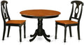 East West Furniture HLKE3-BCH-W 3 Piece Dining Room Furniture Set Contains a Round Dining Table with Pedestal and 2 Wood Seat Chairs, 42x42 Inch, Black & Cherry