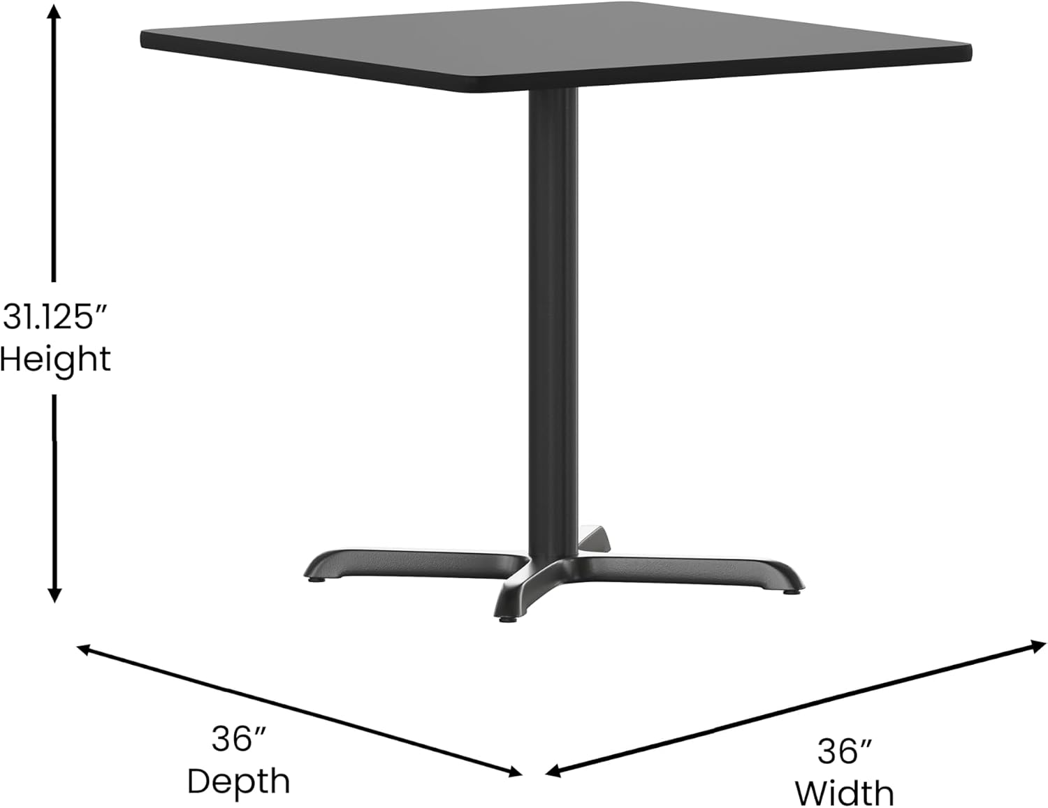 Flash Furniture 5-Piece 36' Square Laminate Dining Table/Chairs Set, Restaurant Dining Set with Table, X-Base, and 4 Trapezoidal Back Chairs, Black