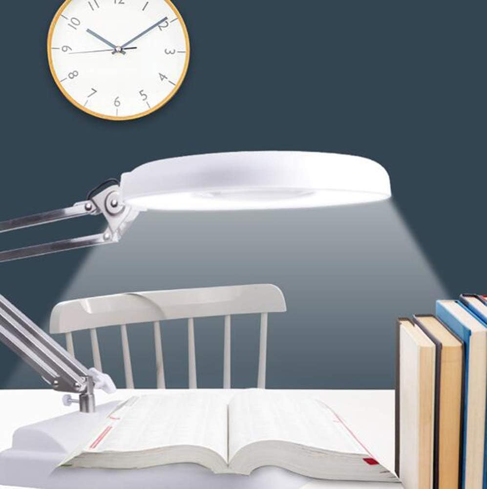 Desktop Magnifier Lamp with LED Light Adjustable Arm Magnifier Lamp Light Magnifying Glass HD Lens Folding Magnifier for Elderly Read Electronic