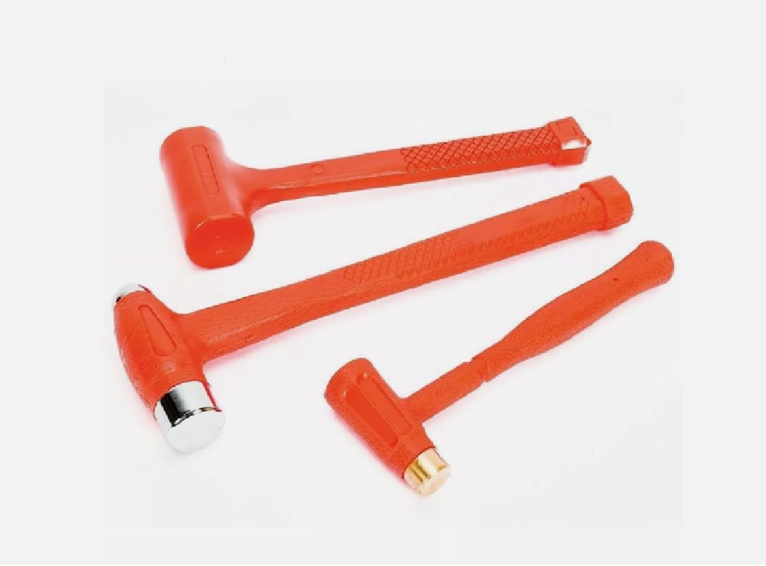 3-Pieces Dead Blow Hammer Set with Brass Cap, Ball-Peen, Blow Hammer Set, Orange NEW