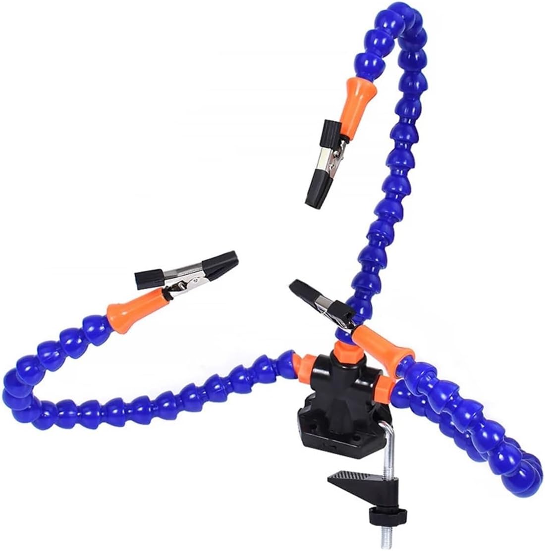 Flexible Holder Alligator Arms Clip Clamp Soldering Helping Third Hand PCB Adjustable Welding Desk With 3X Magnifier LED Lamp(6 Arms Pro3)