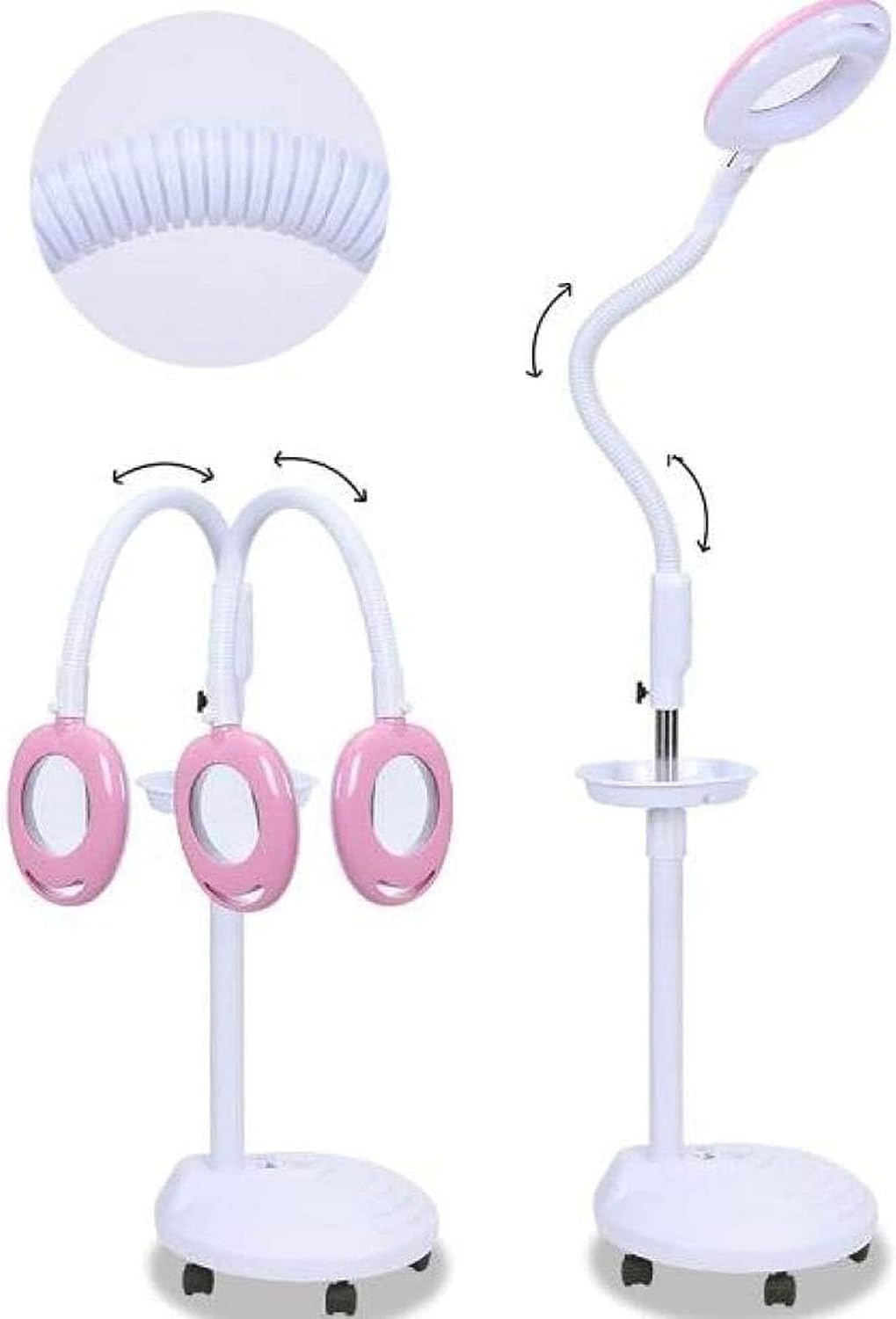 Magnifying Glass,Magnifying Magnifier Lamp 360° Rotatable Floor Standing Magnifying Lamp with 20X Light Salon Spa Beauty Tattoo,Pink A/A