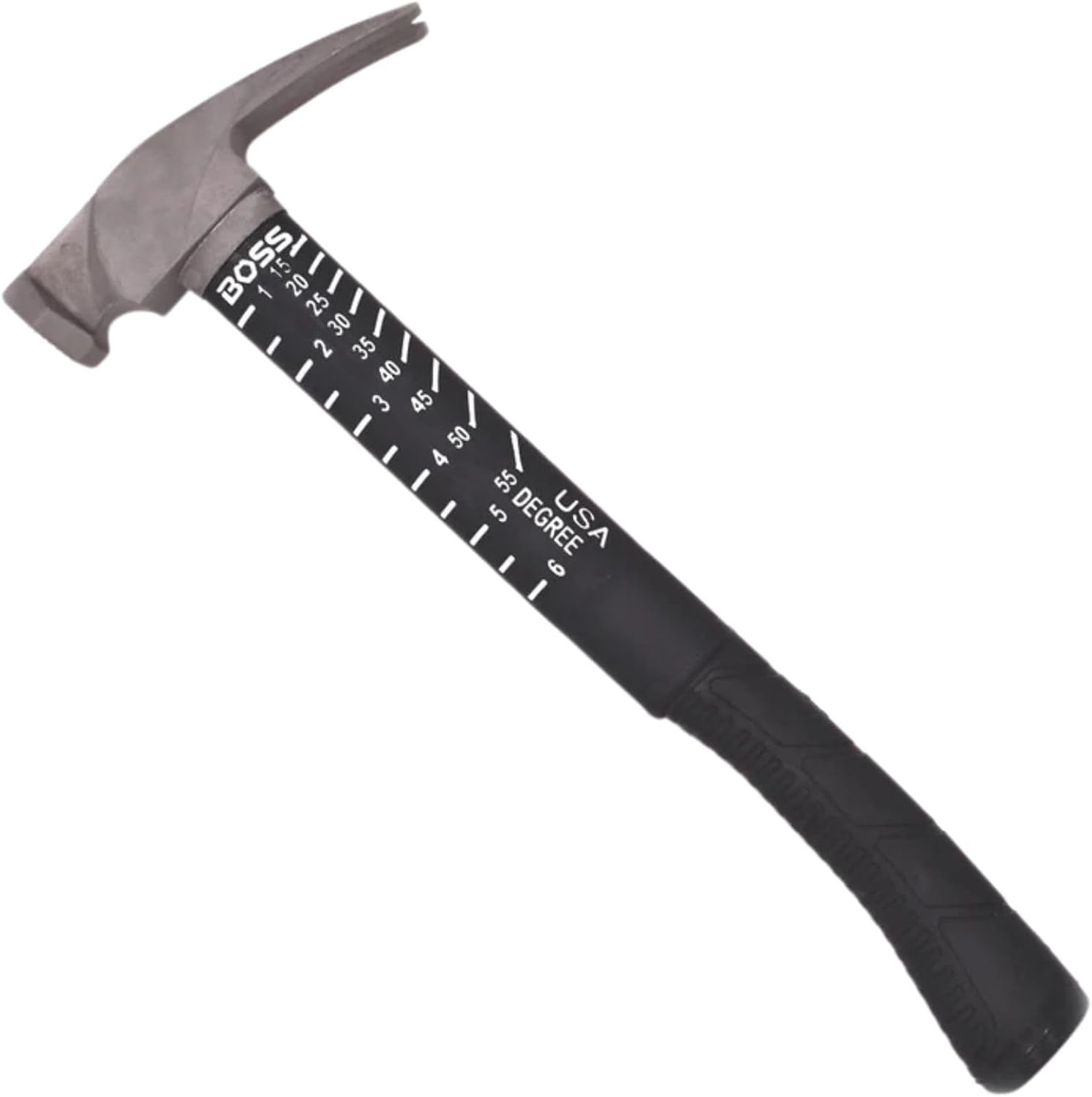 Boss Hammer 12 oz. Construction Grade Ti64 Titanium Hammer with Tough-Fiber Shock-Absorbing Fiberglass Handle - No-Slip Grip, Milled Faced - Made in USA - BH12TIPFM