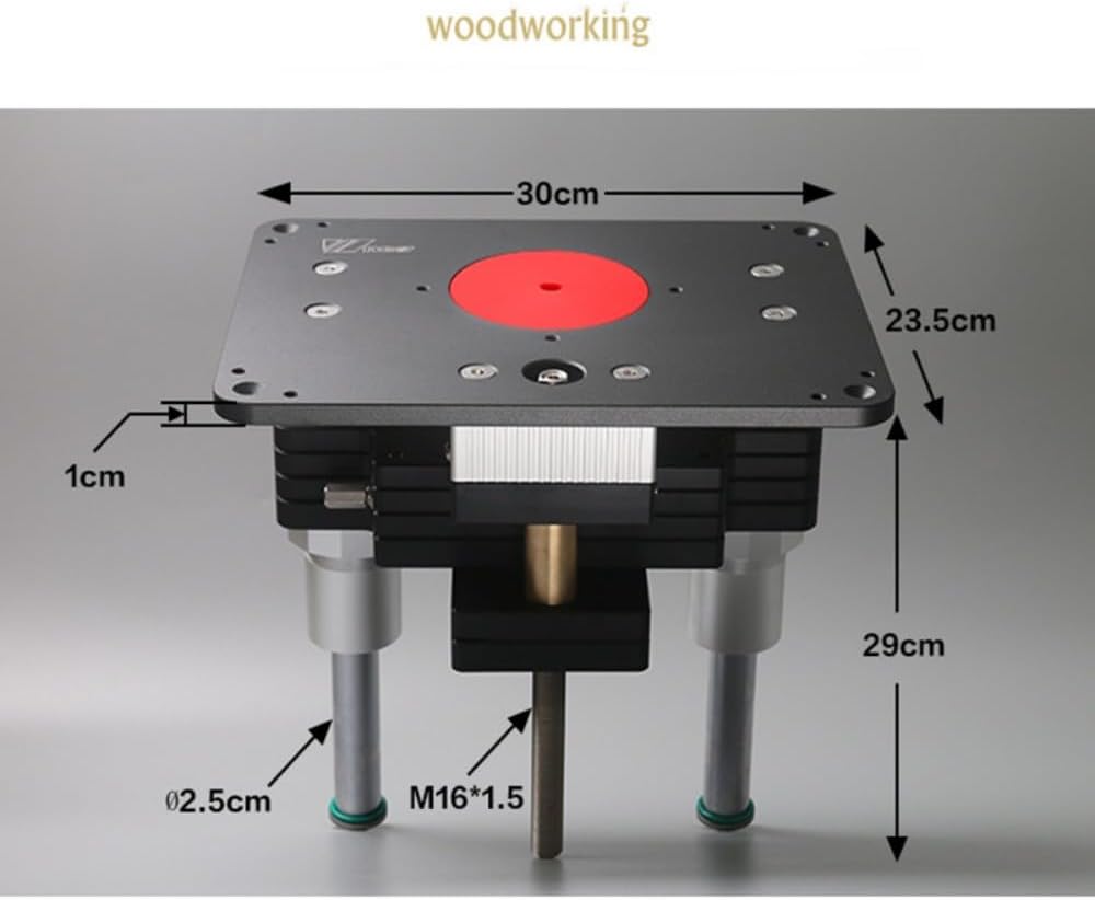 Woodworking Heavy Duty Router Lift with Aluminium Router Table Insert Plate Woodworking Tools (107mm+69mm Ring)