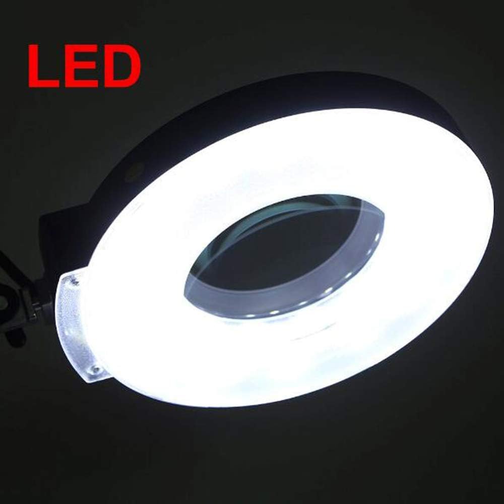 8X LED Magnifying Lamp with Clamp, Magnifier Glass Lamp, Full Spectrum Daylight Lens with Adjustable Swivel Arm Light for Desk Table Task Craft Or Workbench A/Black