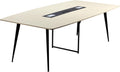 VEVOR Conference Table, 8 ft Boat Shaped Office Meeting Table with Charge Station for 10 Person, Modern Boat Seminar Meeting Desk with Metal Legs for Office, Boardroom, Conference Room, Easy Assembly