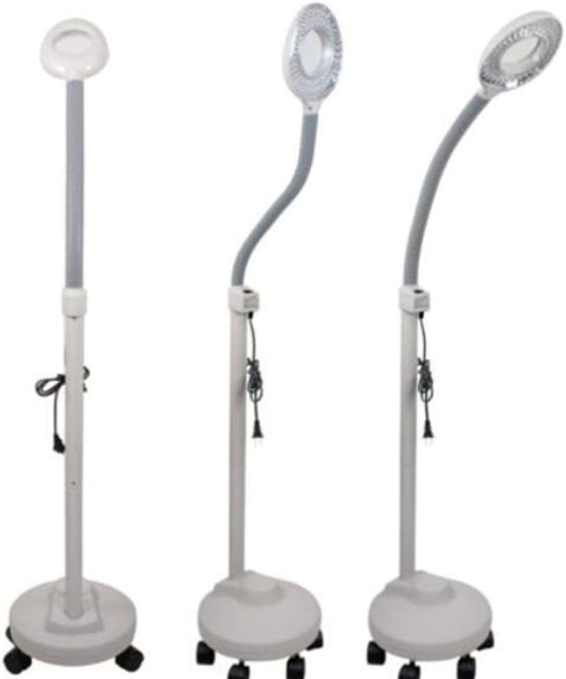Magnifying Floor Lamp 3X Diopter LED Magnifier Beauty Lamp with Rolling Floor Stand with 5 Wheels Adjustable Gooseneck