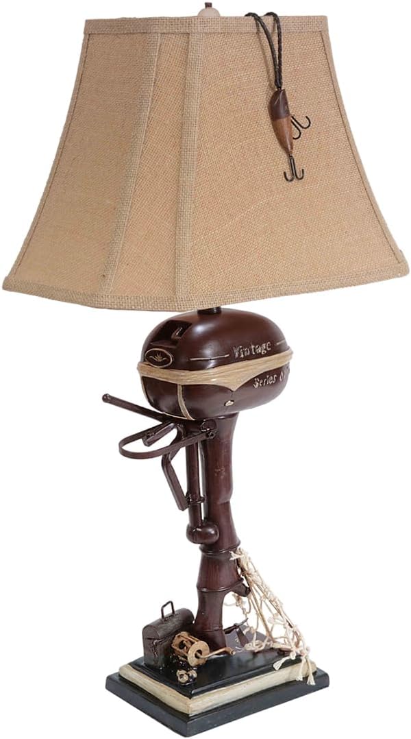 BLACK FOREST DECOR - Vintage Motor Boat Lamp - Nautical Lamp for Cabin, Living Room, Nightstand, Desk, 30' x 16' x 11'
