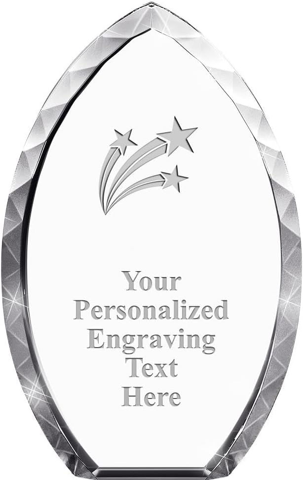 Crown Awards Customizable Crystal Trophy, 9' Engraved Tear Drop Crystal Award