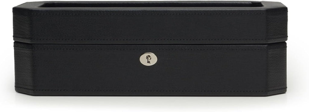 WOLF Windsor 5-Piece Watch Box, Black - Features Five Watch Compartments & Vegan Leather Exterior