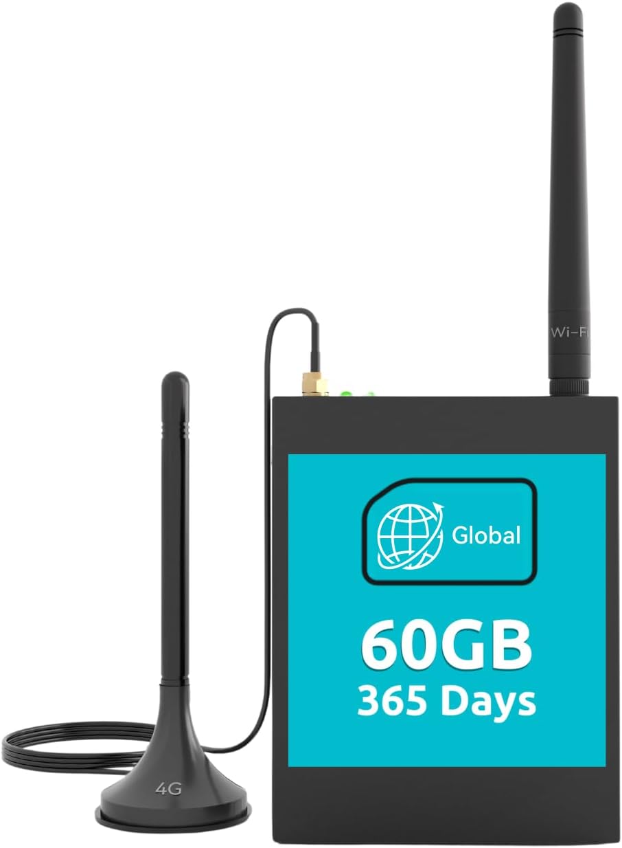 LINOVISION Industrial Global 4G LTE Cellular Router with Pre-Loaded Data Plan - 60GB 365 Days, Virtual SIM Router Supports Plug-n-Play, RS232/RS485, MQTT, Global Coverage and Pay as You Go