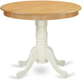 East West Furniture ANT-OLW-TP Antique Kitchen Dining Table - a Round Wooden Table Top with Pedestal Base, 36x36 Inch, Oak & Linen White