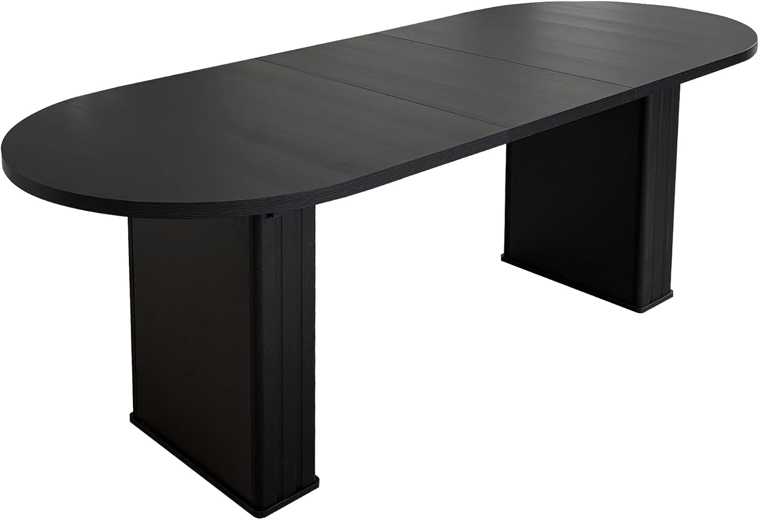 78.74'' Extendable Oval Dining Table with for 4-8, Modern Mid-Century Wood Expandable Kitchen Dinner Conference Table for Living Room Office, Black