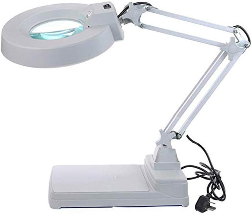 10X Magnifying Glass Lamp - Daylight Bright Lighted Lens - Magnifying Desk Lamp Rotate Magnifier Swing Arm Desktop Tabletop Lamp, for Table, Task, CRA