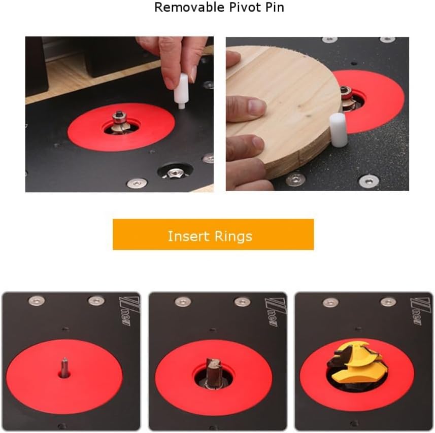 Woodworking Heavy Duty Router Lift with Aluminium Router Table Insert Plate Woodworking Tools (107mm+88.9 Ring)