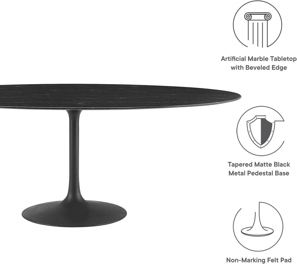 Modway Lippa Oval Artificial Marble 78' Dining Table