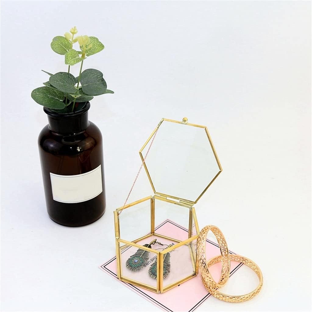 2Pcs Geometrical Clear Glass Jewelry Box Jewelry Organize Holder Tabletop Succulent Plants Container Home Storage