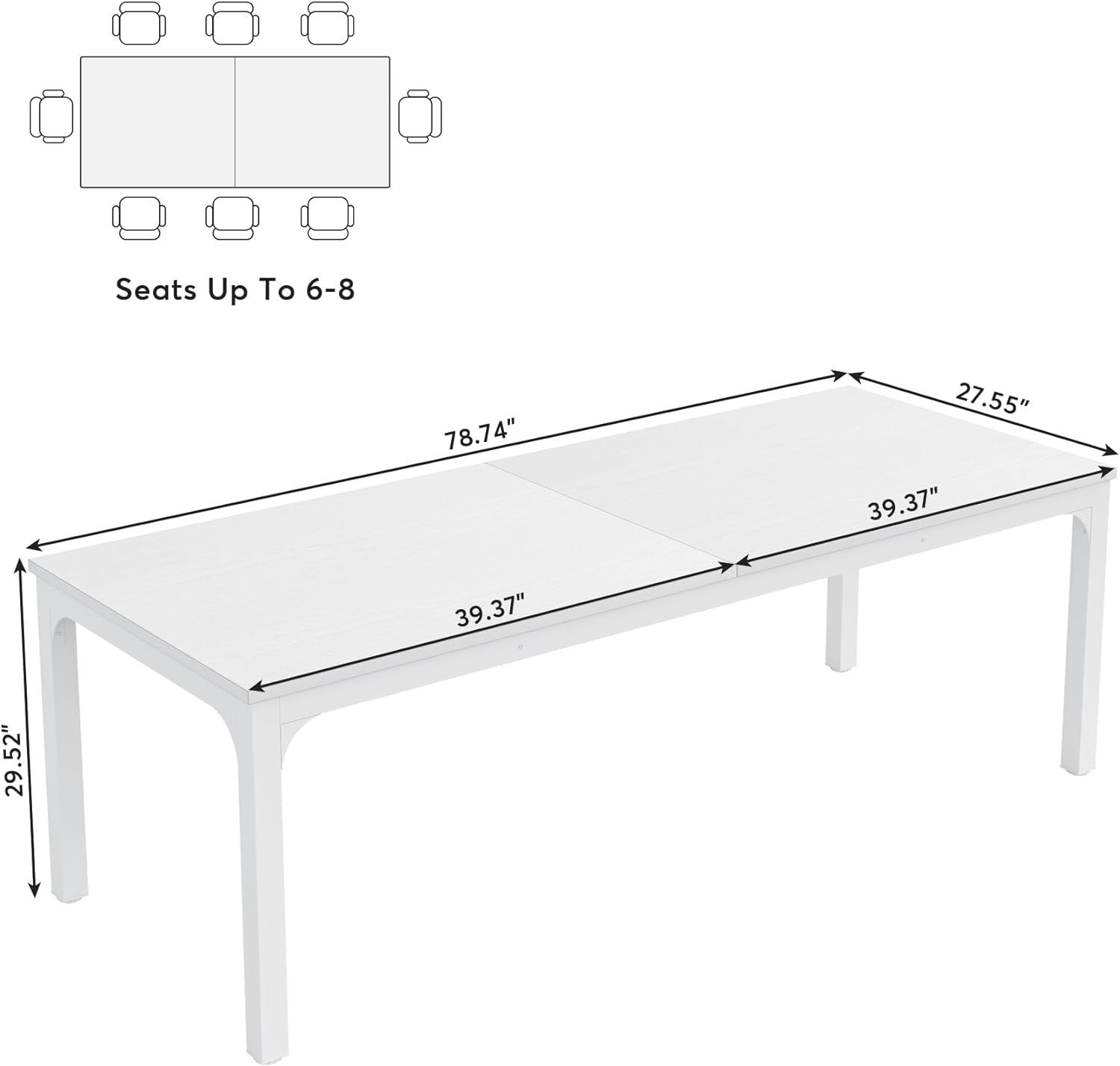 Tribesigns 6.5FT Conference Table, 78.7-Inch Rectangle Meeting Seminar Table, Large Business Tables for 6-8 People (Only Table)