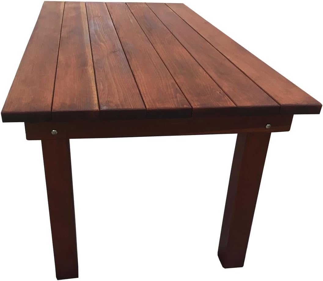 Best Redwood Farmhouse Dining Table with 1912 Mission Brown Stain Premium sealant 7FT
