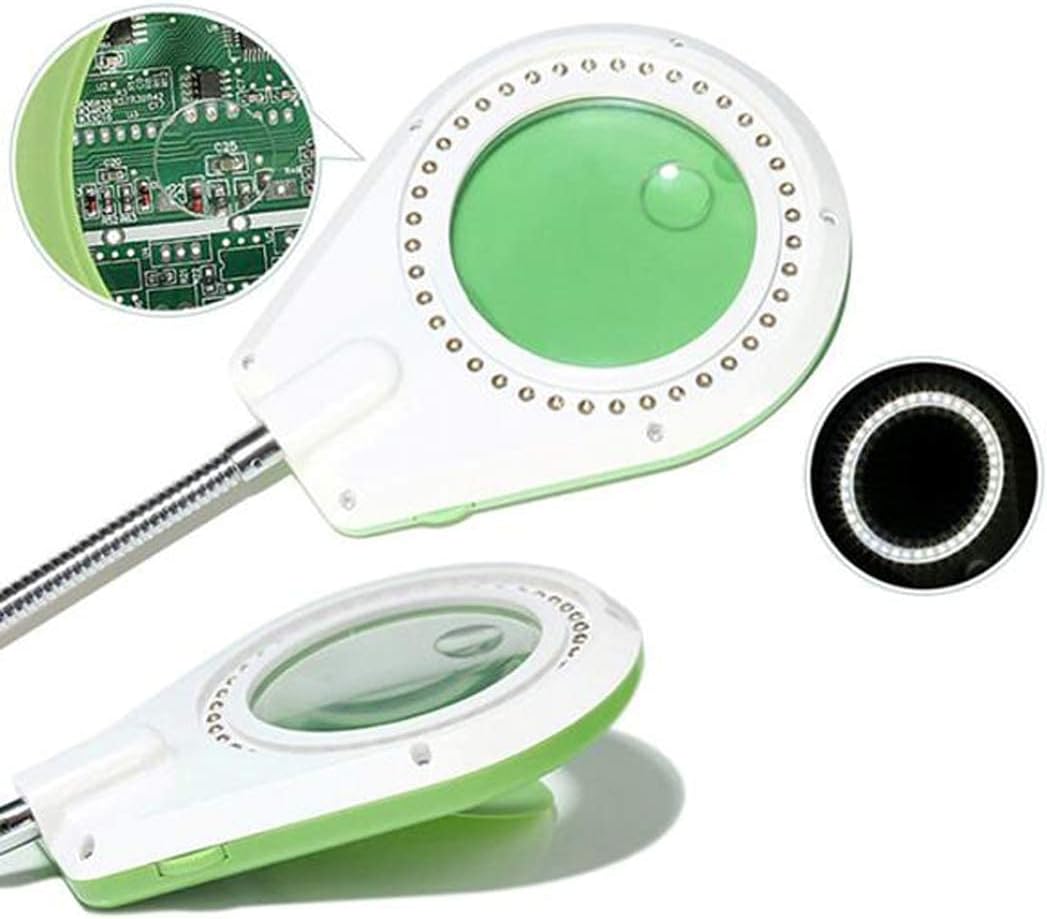 Magnifier, 8X Magnifying Glass Lamp - Daylight Bright Lighted Lens - Magnifying Desk Lamp Rotate Magnifier Swing Arm Desktop Tabletop Lamp, for Table, Task, Craft, Jewelry,Sewing