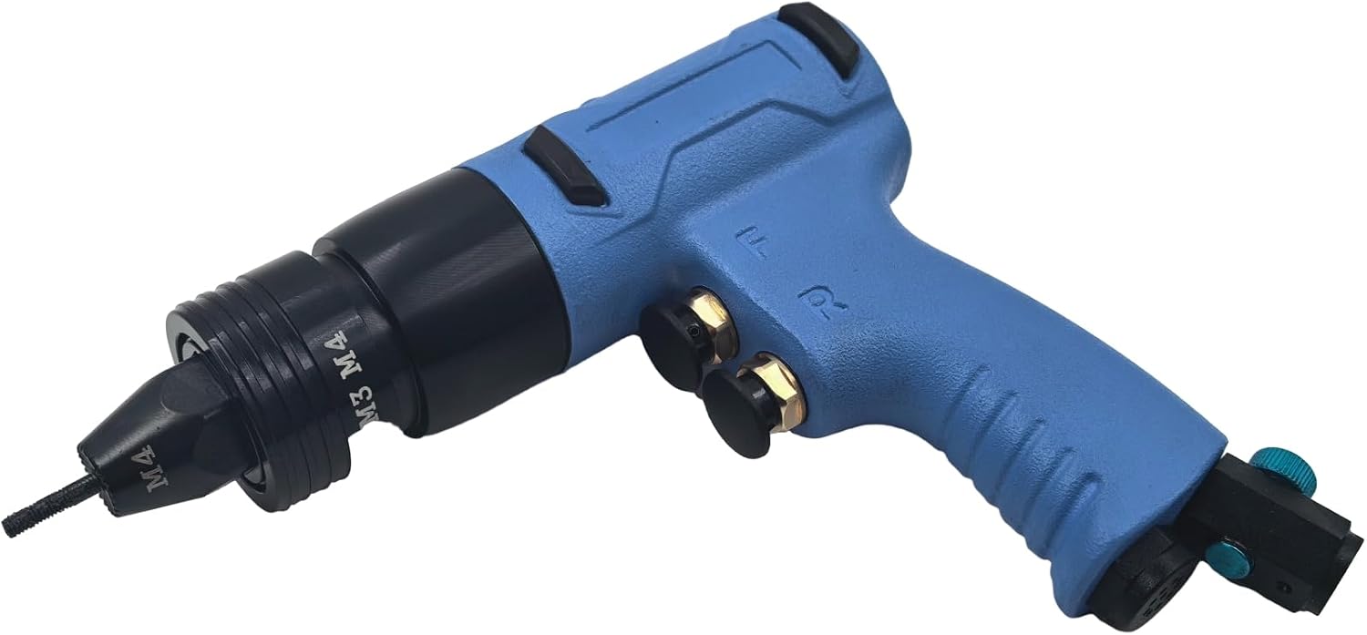 Air Rivet Nut Tool Kit, Pneumatic Pull Nut Setter with M3, M4 Mandrels for Sheet Metal Fastening Threaded Insert Installation