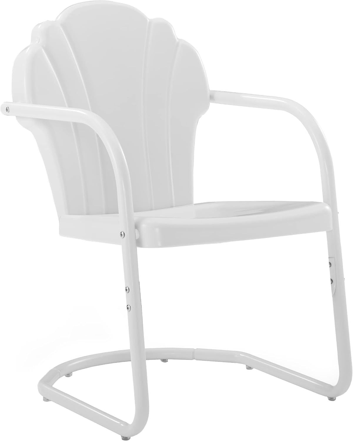 Crosley Furniture Tulip 5-Piece Outdoor Dining Set for 4, Retro Metal Round Patio Table and Chairs for Deck, White Satin
