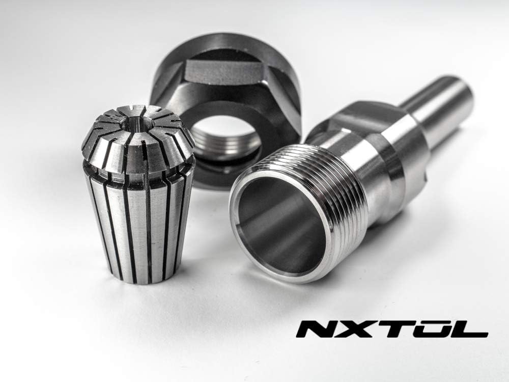 NXT-10004 Router Bit Spindle Adapter for Grizzly G1026 3 Hp, Shop Fox W1702 3 Hp | Includes 1/4' and 1/2' ER20 collets| No slip | Made in U.S.A
