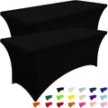 Smiry 12 Pack Spandex Table Cloth 6FT, Elastic Fitted Stretch Tablecloths for Rectangle Tables, Washable Table Cover for Outdoor, Wedding, Banquet & Parties (Black, 72Lx30Wx30H Inch)