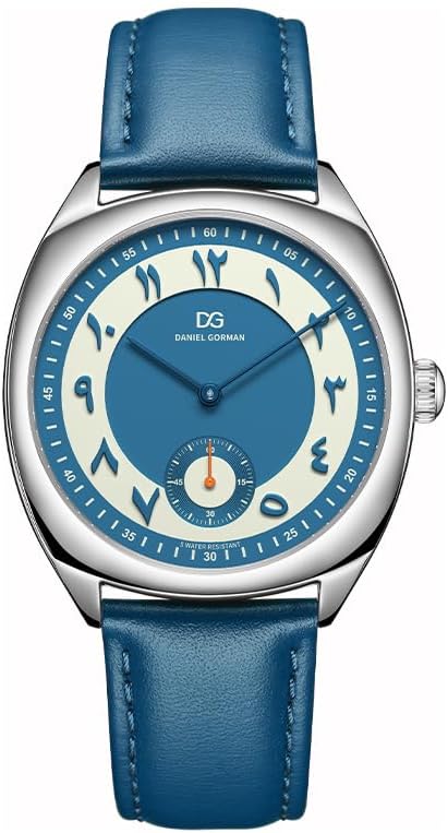 Men's Watch Couple Retro Two-Tone Dial - Raised Roman Numerals Small Seconds Subdial Genuine Leather Strap Waterproof Quartz Analog Wristwatches