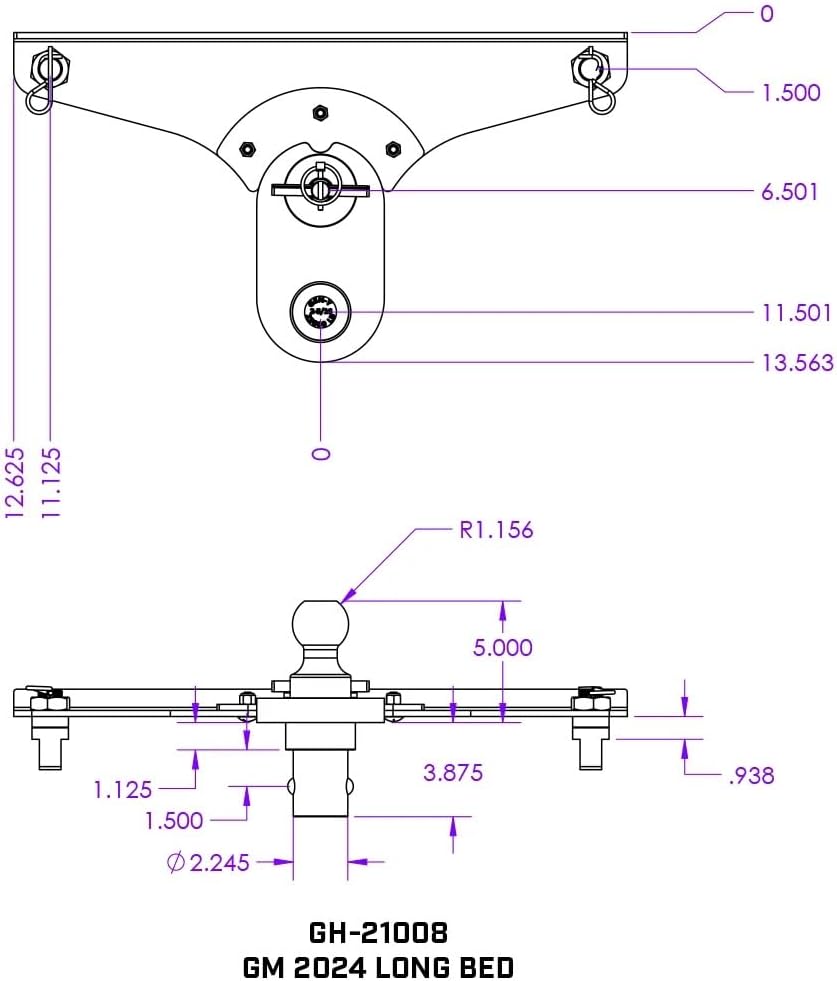 GEN-Y GH-21008 GoosePuck 5' Offset Gooseneck Ball for OEM Puck Mount System fits GM Long Bed 2020 to Current - 25,000 LB Towing Capacity