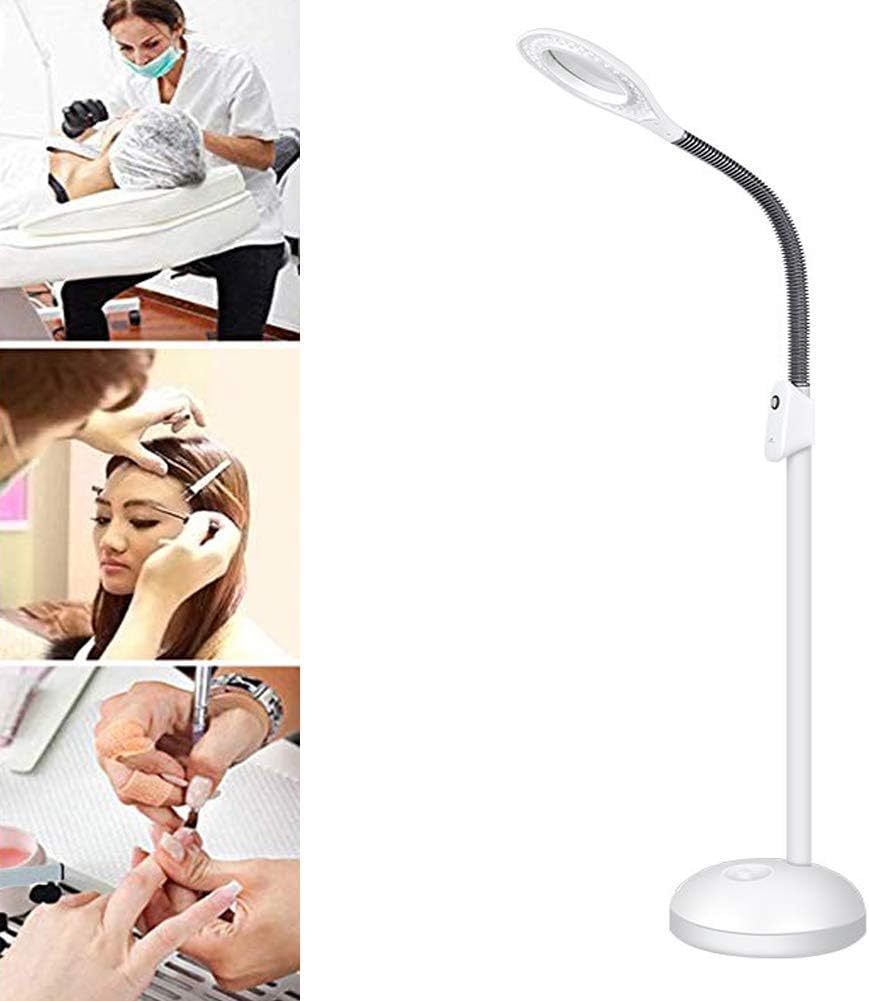 Magnifying Floor Lamp 5X LED Magnifying Floor Lamp - Daylight Bright Full Spectrum Magnifier Illuminated Glass Lens - Height Adjustable Gooseneck Standing Lamp