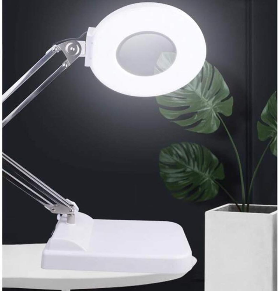 Desktop Magnifier Lamp with LED Light Adjustable Arm Magnifier Lamp Light Magnifying Glass HD Lens Folding Magnifier for Elderly Read Electronic