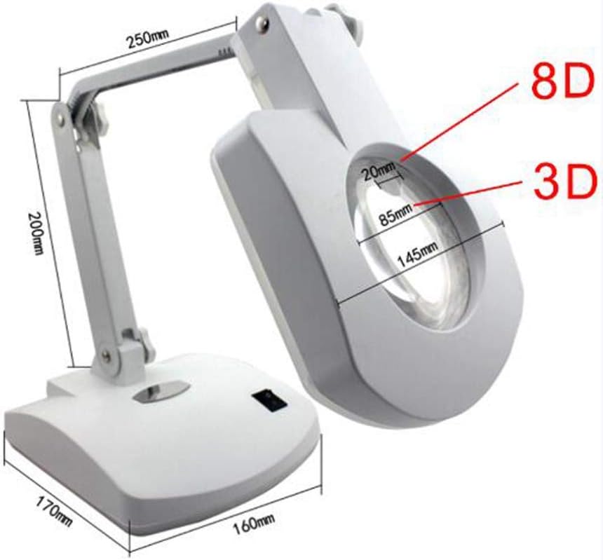 Magnifying Glass Lamp 56LED,3D,8D Lens –85mm Magnifier Light, Adjustable Swivel Arm,Height for Desk, Table, Task, Craft, Jewelry,Sewing,Workbeh A/A