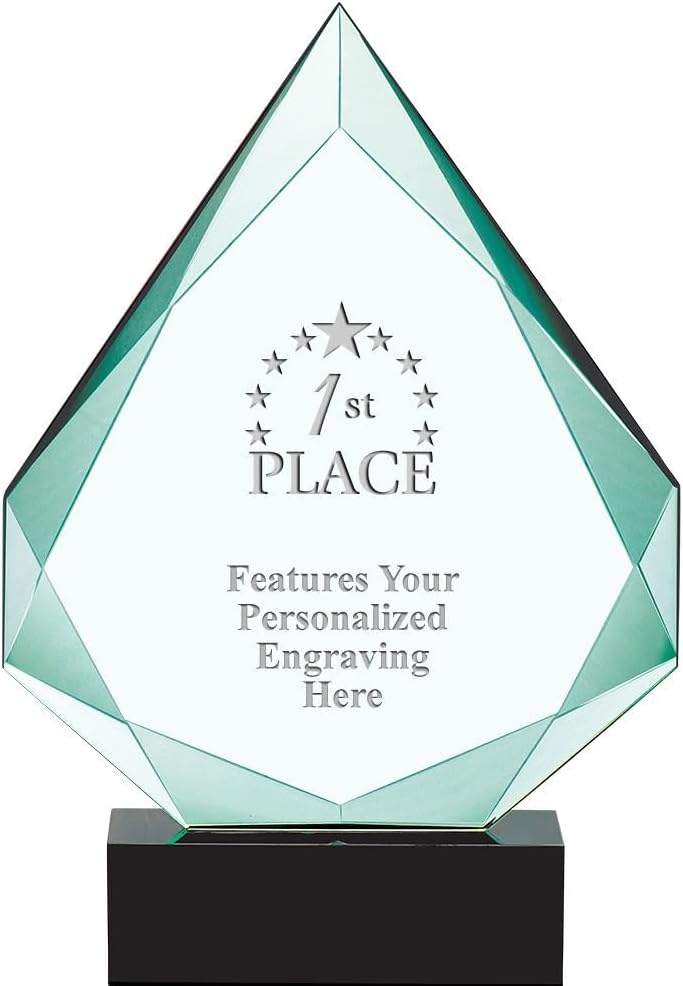 Crown Awards Personalized Crystal Trophy, 13' Engraved Legacy Jade Crystal Award Prime