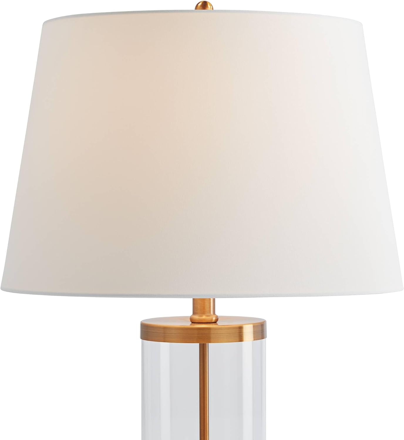 360 Lighting 26' High Cylinder Country Cottage Table Lamps Set of 2 Fillable Clear Gold Finish Glass Metal White Shade Living Room Bedroom Bedside Nightstand House Office Home Kitchen