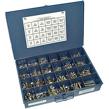 NEF ASSTHHCS24F8, 1025 Piece Assortment, Hex Bolt (Hex Cap Screw), Hex Nut, Flat Washer and Lock Washer Assorted Bin, Grade 8 Yellow Zinc, SAE Fine Thread