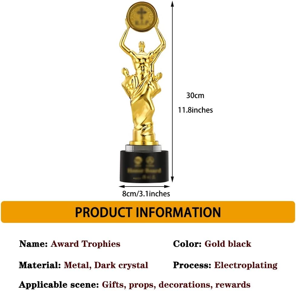 Award Trophies Award Cup Trophy Teamwork Honor Trophy with Gift Box, Golden Creative Living Room Ornaments, Metal Material Winner Trophy for Sports (Color : Gold Black, Size : 30 * 8cm)