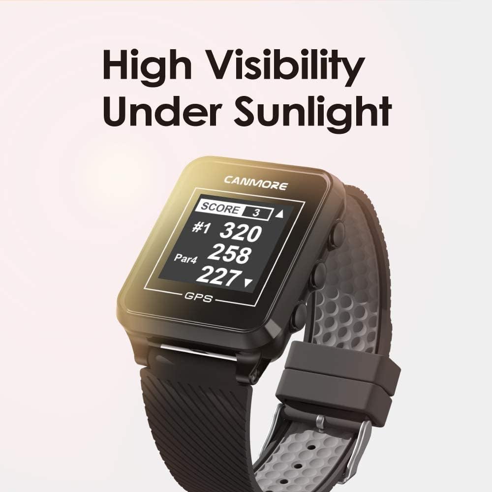 CANMORE TW353 Golf GPS Watch for Men and Women, High Contrast LCD Display, Free Update Over 41,000 Preloaded Courses Worldwide, Lightweight Essential Golf Accessory for Golfers, Black/Gray