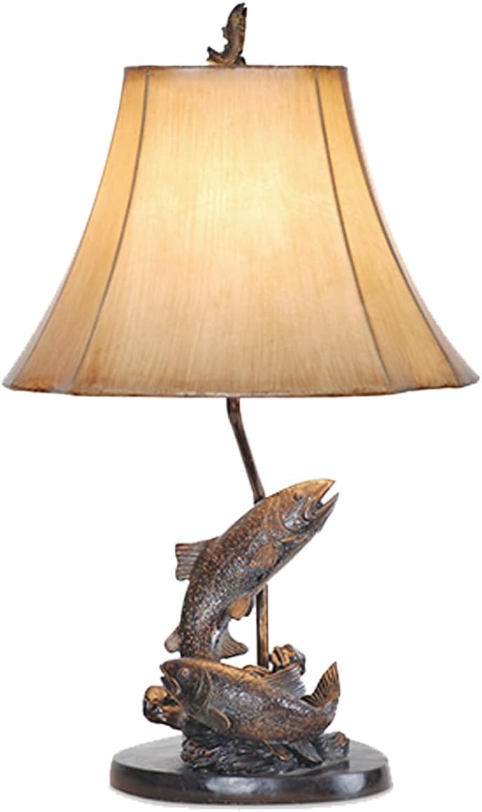 BLACK FOREST DECOR - Fish Pair Table Lamp for Cabin, Living Room, Nightstand, Desk - Nautical Home Décor - 24.5' x 14.75'