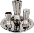 Yair Emanuel Hammered Nickel Cone Shaped Havdallah Set - Silver Rings
