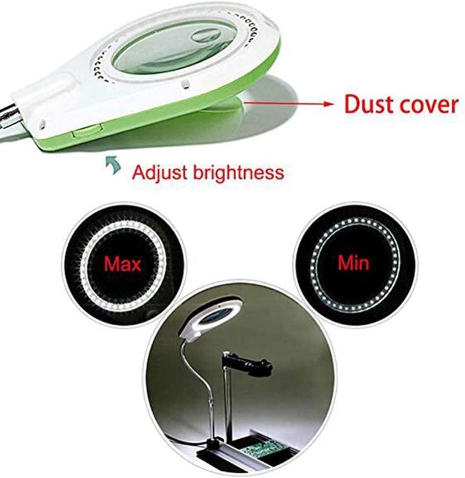 Magnifier, 8X Magnifying Glass Lamp - Daylight Bright Lighted Lens - Magnifying Desk Lamp Rotate Magnifier Swing Arm Desktop Tabletop Lamp, for Table, Task, Craft, Jewelry,Sewing