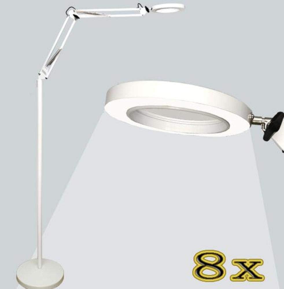 Magnifier, LED Magnifying Lamp 8X Floor Lamp Magnifier Lamp High-Definition Optical Glass Rotation Adjustable Angle for Reading Beauty Crafts Jewelry Observation