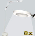 Magnifier, LED Magnifying Lamp 8X Floor Lamp Magnifier Lamp High-Definition Optical Glass Rotation Adjustable Angle for Reading Beauty Crafts Jewelry Observation