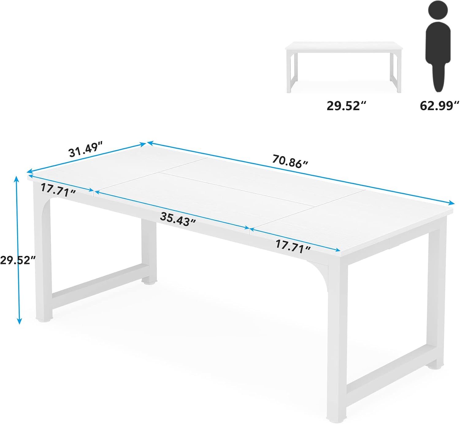 Tribesigns 6FT Conference Table, 70.86' W x 31.49' D Meeting Room Table Boardroom Desk for Office Conference Room, Splicing Board with Metal Frame, White